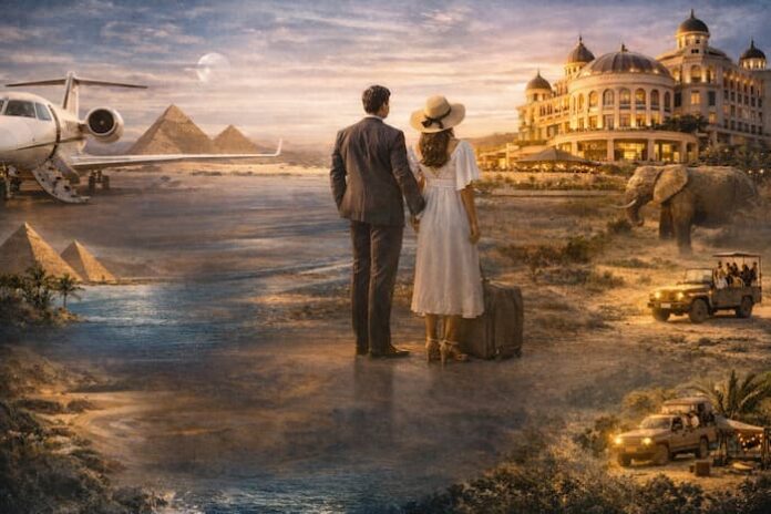 환율과 유가 충격 속 초고가 럭셔리 여행 전략을 상징하는 프라이빗 공항 라운지 이미지