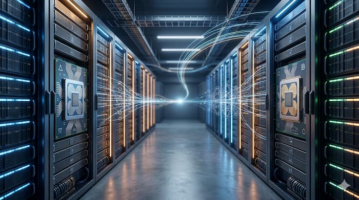 AI 추론용 반도체와 데이터센터 인프라를 상징하는 서버 칩 이미지