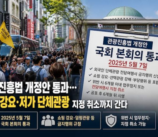 관광진흥법 개정안 통과…쇼핑 강요·저가 단체관광 지정 취소까지 간다