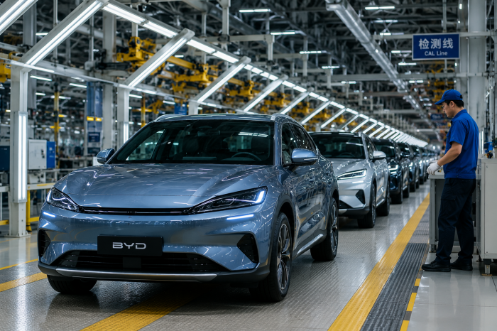 중국 전기차 BYD 생산라인과 글로벌 전기차 제조 공장 모습