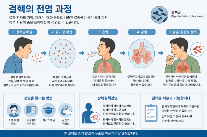 결핵 치료제를 꾸준히 복용하도록 안내받는 환자