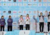 6.39초 정지민, 구이양서 개인전·릴레이 동메달…한국 여자 스피드 ‘수직 질주’ 2026 월드클라이밍 시리즈 구이양 여자 스피드 릴레이 동메달 시상대 정지민 성한아름