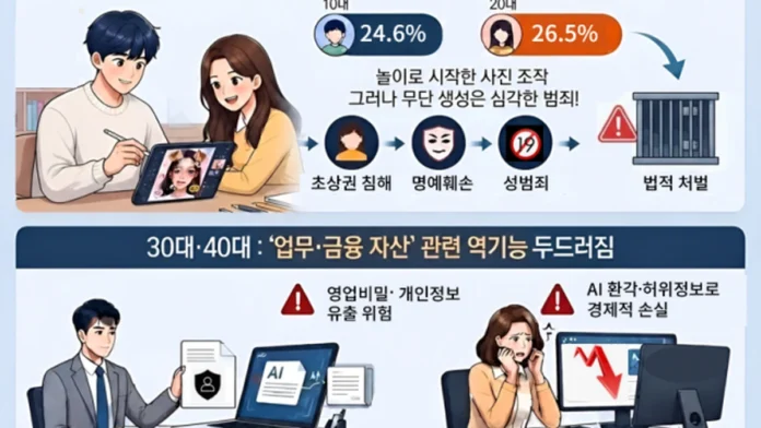 generative-ai-misuse-survey-featured 생성형 AI 이용자의 연령대별 역기능 이용 경험을 보여주는 조사 인포그래픽