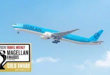 대한항공 마젤란 어워즈 8개상…국제항공사·라운지 등 금상 대한항공 항공기와 2026 마젤란 어워즈 금상 수상 안내