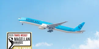 대한항공 마젤란 어워즈 8개상…국제항공사·라운지 등 금상 대한항공 항공기와 2026 마젤란 어워즈 금상 수상 안내
