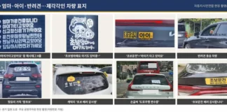 ‘살려주세요’가 된 배려의 언어… 27년 방치된 안전 스티커의 타락 해시태그 6줄 스티커부터 캐릭터 문구 손글씨 표지까지 도로 위에 부착된 다양한 초보운전 스티커 사례 모음